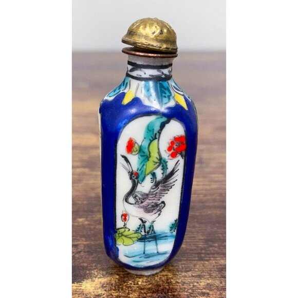 Other - VTG Estate Chinese Hand Painted Bird Crane Porcelain Snuff Bottle! 100